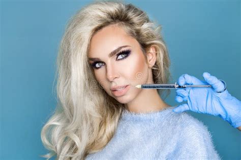 Portrait Of Beautiful Blonde Woman With Perfect Face And Beautiful Hair Stock Image Image