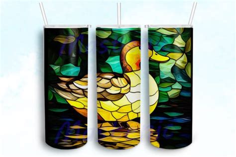 Stained Glass Yellow Duck Tumbler Graphic By Mastenic Creative Fabrica