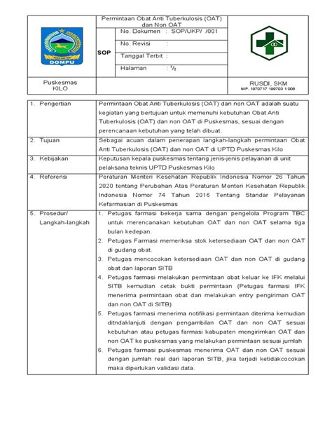 Sop Permintaan Oat Dan Non Oat Pdf