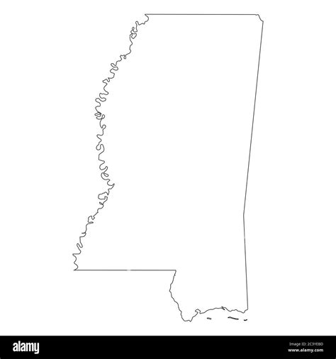Mississippi Ms State Maps Black Outline Map Isolated On A White