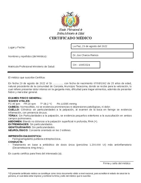 Certificado De Buena Salud 6