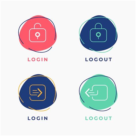 Free Vector Hand Drawn Login And Logout Buttons Label Collection