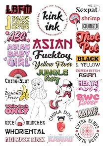 Amazon Kink Ink X Asian Hardcore Words And Phrases Temporary Tattoo Kinky Sticker