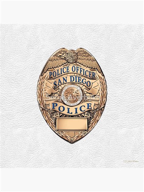 San Diego Police Department Sdpd Officer Badge Over White Leather