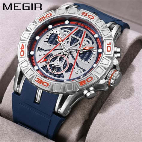 Megir Reloj Deportivo De Lujo Para Hombre Cron Grafo De Pulsera De