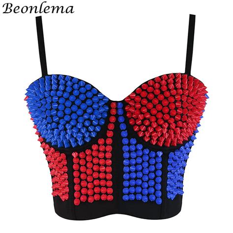 Bustier Corset Sexy Gothic Women Push Up Bra Rivets Crop Top Corsage Sexy Lingerie Bras Bodice