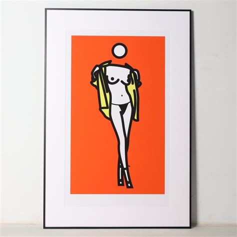 Julian Opie - Woman Taking Off Man's Shirt - Color screen print 2003