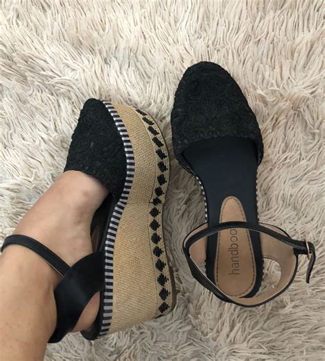 Salto Anabela Preto Nude Handbook Sapato Feminino Handbook Usado Enjoei