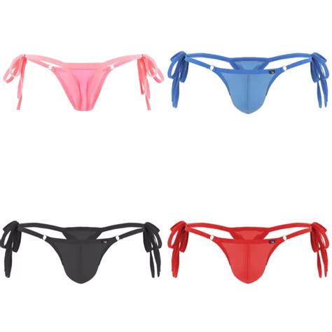 STRINGS POUR HOMMES Low Rise Slips sous vêtements gays lingerie sexy malles transparentes EUR 7