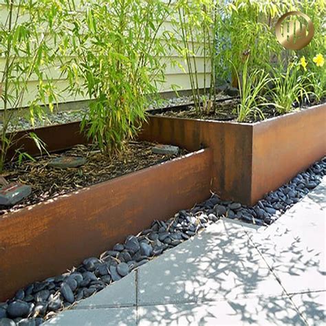 Outdoor Corten Steel Rusty Metal Rectangular Garden Decoration Planter