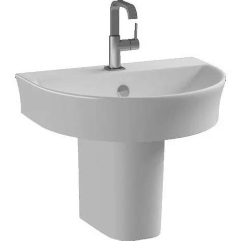 White Wall Mounted Eros Reve Ceramic Half Pedestal Wash Basin