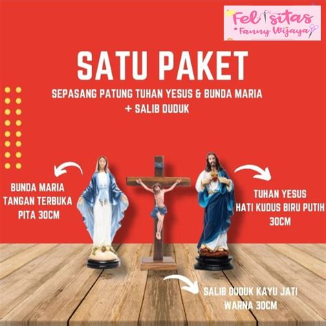 Jual Sepasang Pajangan Patung Rohani Tuhan Yesus Hati Kudus Bunda Maria