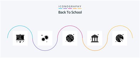 Back To School Glyph 5 Icon Pack Including Color Money Star Bank