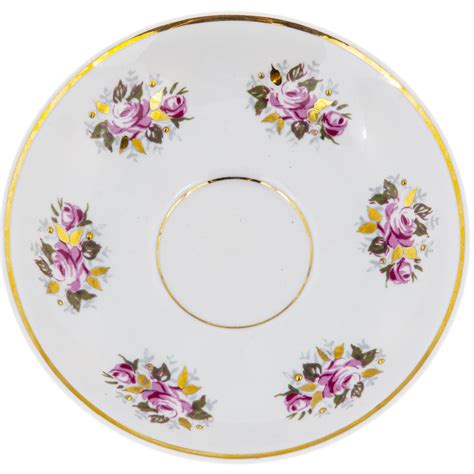 Блюдце чайное с цветочным декором, фарфор, деколь, золочение, Рижский ...