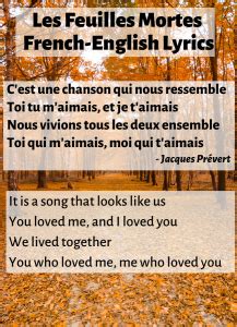 Yves Montand Les Feuilles Mortes French Lyrics English Translation