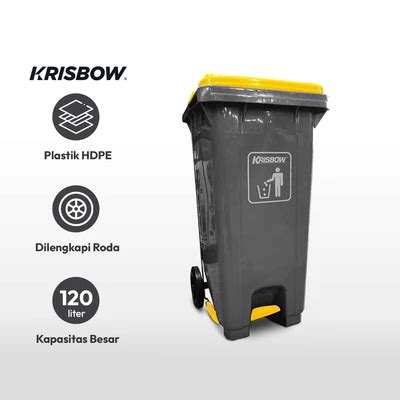 Jual Krisbow Ltr Tempat Sampah Plastik Outdoor Kuning Abu Abu