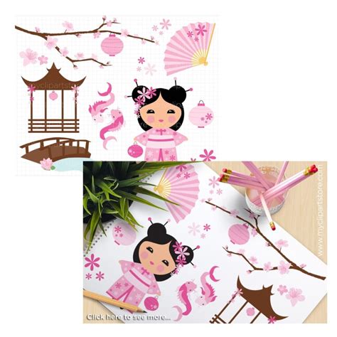 Kokeshi, Lotus Flower Clipart – MasterBundles
