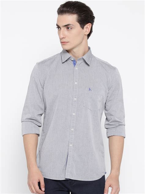 Buy Parx Men Grey Slim Fit Solid Casual Shirt Shirts For Men 2255570 Myntra