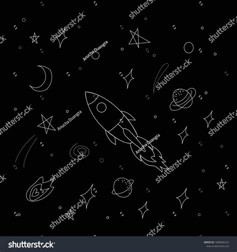 Rocket Black Background Vector Illustration 库存矢量图（免版税）1580966215 Shutterstock