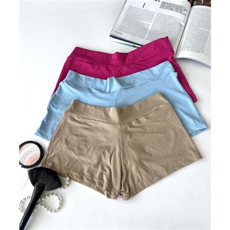 Kit Shortinho Curto Feminino Calcinha Segunda Pele Anagua Moda Intima Lingerie Promo O