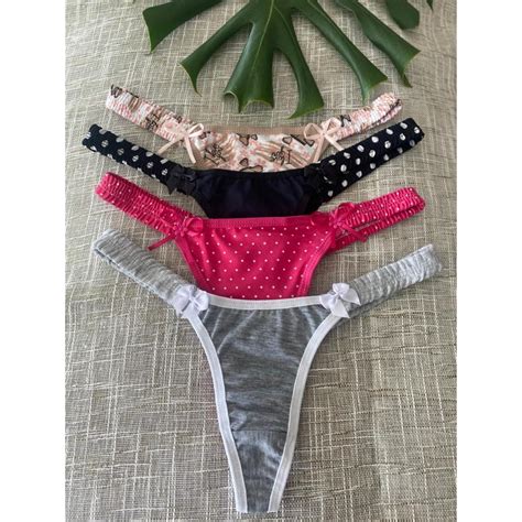 Kit Calcinha Tanga Tanguinha Fio Dental Sexy Lingerie Sensual Feminina Shopee Brasil