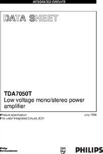TDA7050T/N3/S6 datasheet - TDA7050T; Low Voltage Mono/stereo Power ...