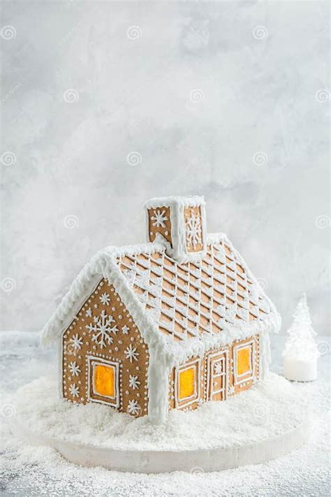 Beautiful Handmade Gingerbread House With Snow For Christmas And New