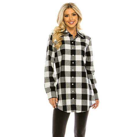 Haute Edition Haute Edition Womens Long Button Down Flannel Tunic