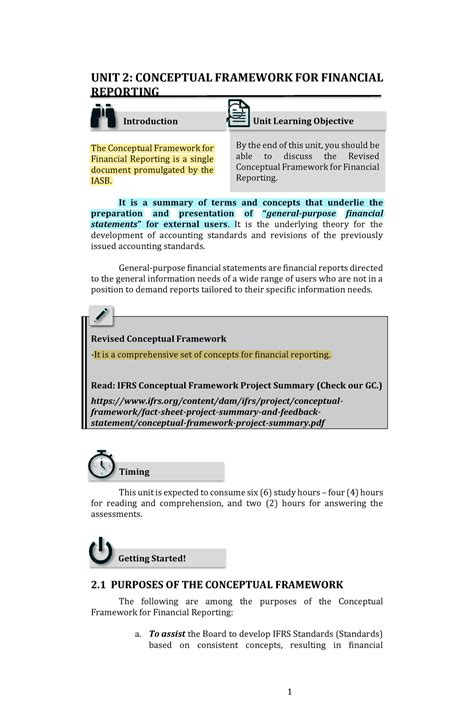 UNIT 2 Conceptual Framework FOR Financial Reporting 1 UNIT 2