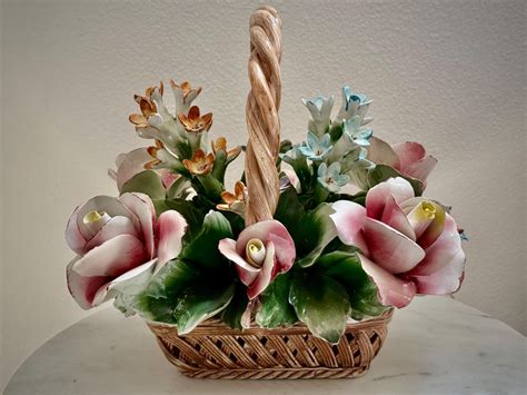 vintage stunning capodimonte flower basket capodimonte porcelain