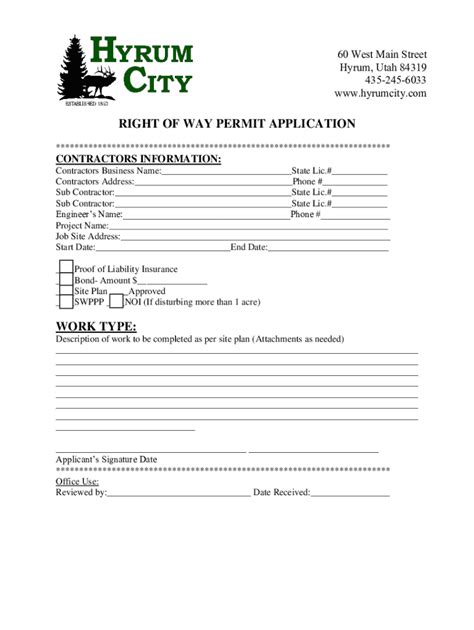 Fillable Online right of way permit application Fax Email Print - pdfFiller 