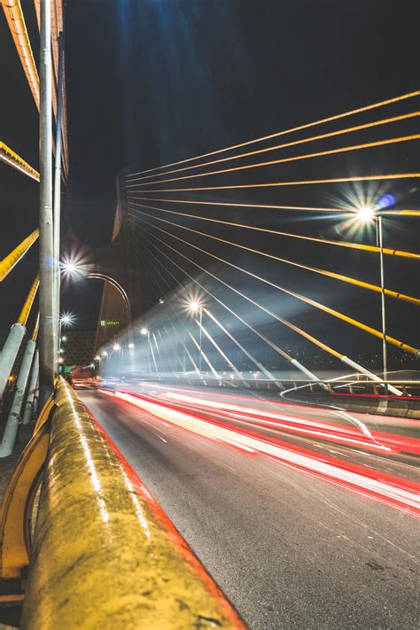 time lapse photography  cars travel  bridge  stock photo