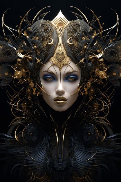 Premium AI Image Arafed Image Of A Woman With A Golden Headdress And