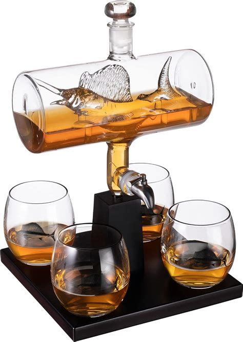 TWS Sailfish Whiskey Decanter And Glass Set By The Wine Savant