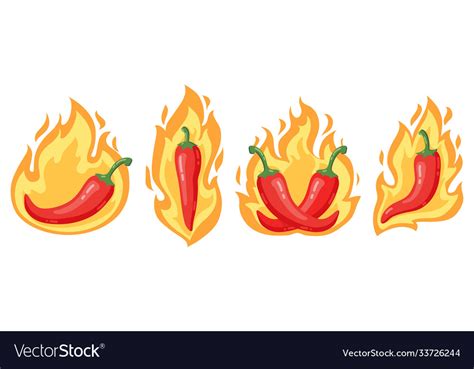 Hot Chilli Peppers Cartoon Spicy Red Royalty Free Vector