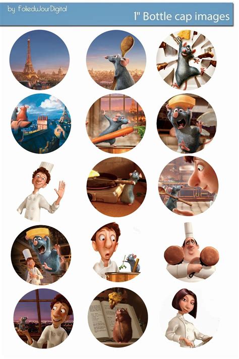 I'm sharing free digital bottle cap images I created | Ratatouille