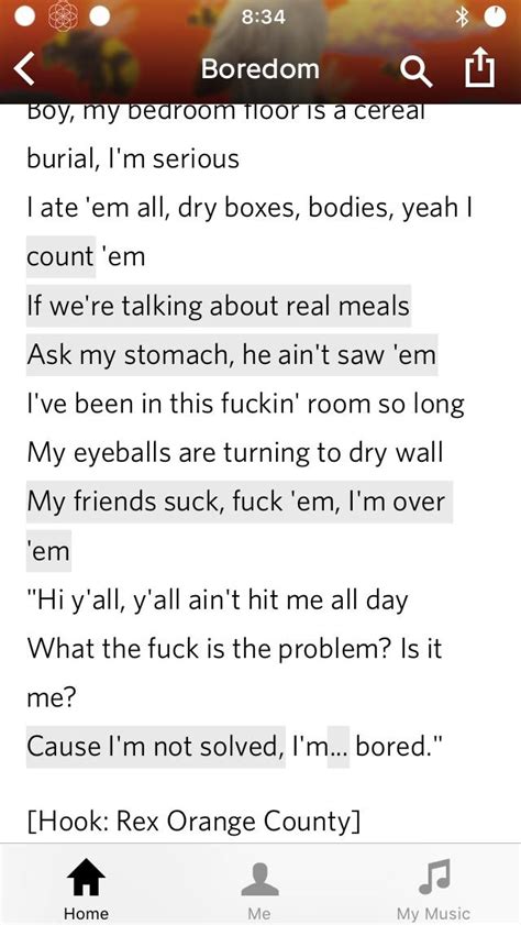 Tyler Also Hints At His Sexuality In Boredom Gay Definitely Fits The Rhyme Scheme Better Than