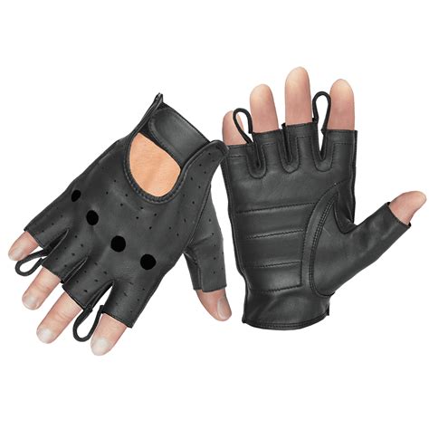 Daniel Smart Mens Leather Gloves Naked Goatskin Leather Fingerless Motorcycle Gloves With