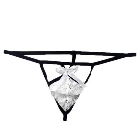 IEFIEL String Homme Sexy Hot T Back Dentelle Élastique Sous Vêtements Micro Bikini Taille Basse
