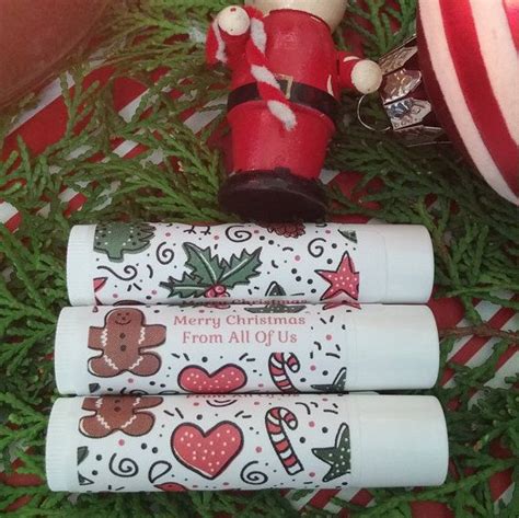 Set Of 12 Personalized Christmas Lip Balm Stocking Stuffer Custom Lip