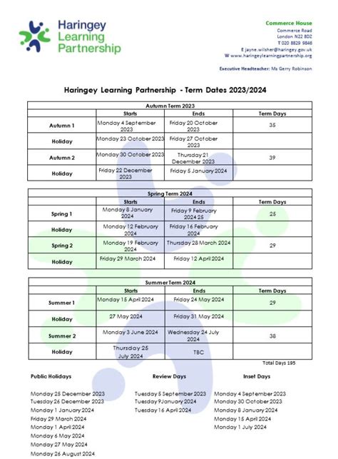Haringey Learning Partnership - Term Dates