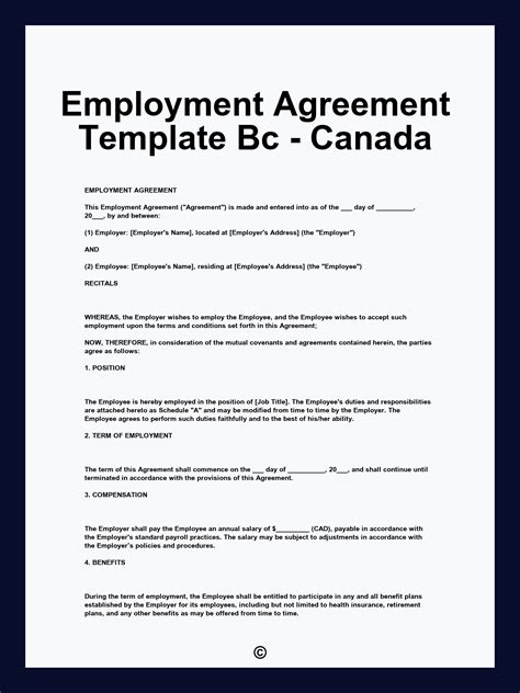Employment Agreement Template Bc - Canada