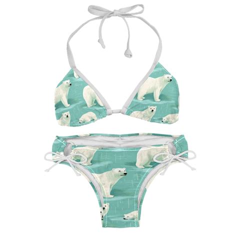 Polar Bear Swim Suit Bikini Set With Detachable Sponge Adjustable Strap Two Pack Ideal For