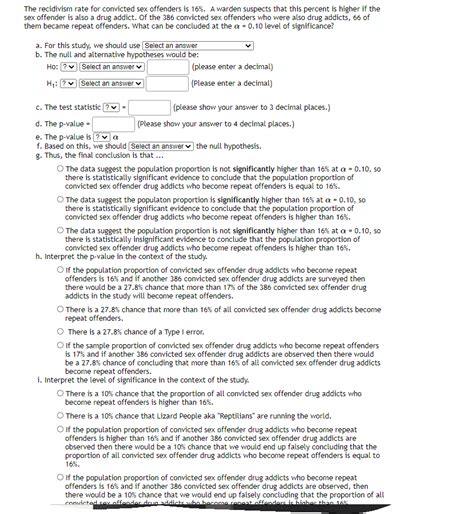 Solved The Recidivism Rate For Convicted Sex Offenders Is Chegg