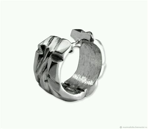 Серебряная серьга "Скала" на мочку уха в интернет-магазине Ярмарка ...