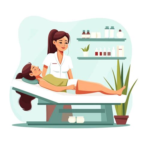 Jeune Fille Having Hot Stone Massage Professional Vecteur Premium