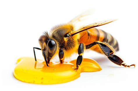 Premium Photo A Bee Drinking Honey Isolated On Clear White
