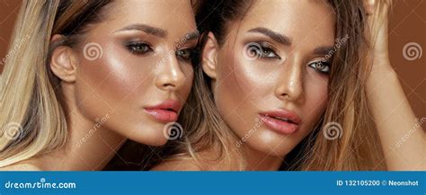 Attractive Twins Men Muscular Chest Naked Torso Stand Sky Background Men Muscular Athlete