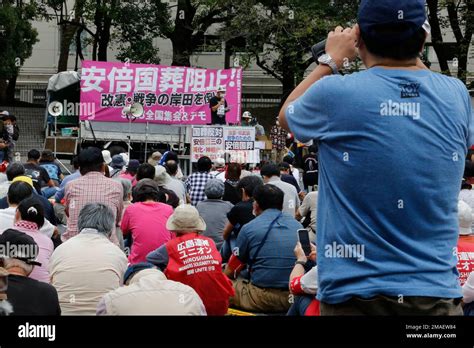 Protesters Gather A Park In Tokyo Friday Sept 23 2022 Demanding The
