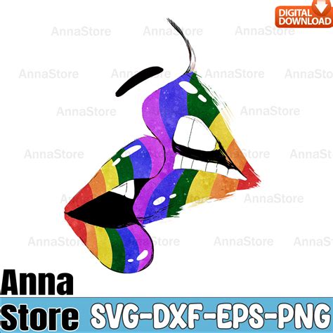 Lesbian Lips Kissing Rainbow Pride Lgbt Svg Lgbt Svg Bundle Inspire Uplift